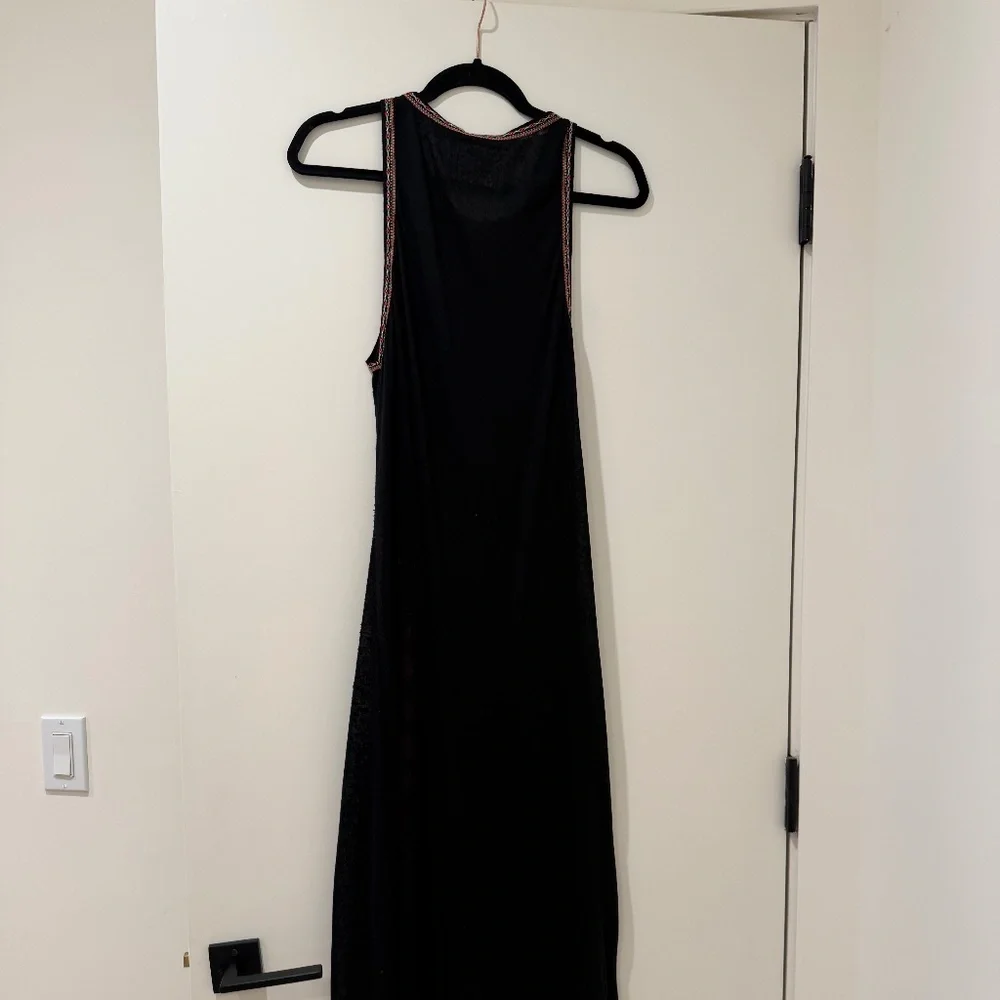 Pitusa Black Tassel Slit Maxi Dress XS/S Resort Beach Cover Up - Picture 5 of 8